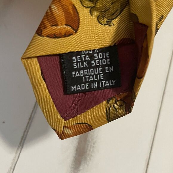 Vintage Yves Saint Laurent YSL 100% Silk Neck Tie Gold Yellow Hazelnut RARE NWT - Picture 9 of 12